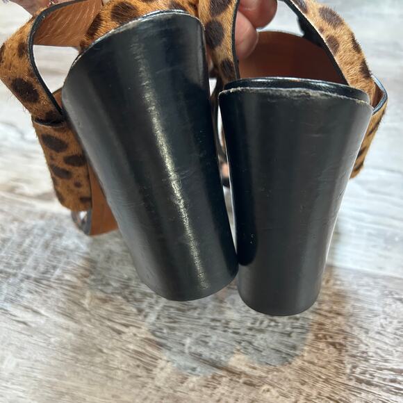 Givenchy Leopard Calf Hair Heeled Sandals Block Heel 39.5 Made in Italy - Picture 8 of 10